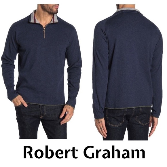 Robert Graham ,Elliot Quarter Zip Pullover Sweater, NAVY.  Fall, winter - Picture 1 of 12